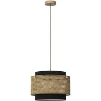 Vicco Pendelleuchte Morten, Rattan/Schwarz, 45 x 31 cm