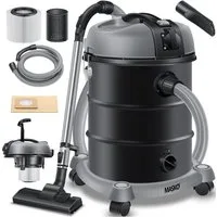 MASKO Industriesauger, 34 W, Nass- & Trocken Saugen inkl. Beutel, HEPA Filter + Aufsätze