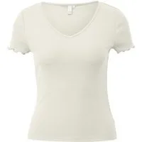 QS Kurzarmshirt T-Shirt Schmal geschnittenes T-Shirt aus Rippware