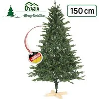 oyajia Künstlicher Weihnachtsbaum Künstlicher Weihnachtsbaum mit Holzbeinen, Tannenbaum, 150 cm, 400 Zweige, PVC/PE