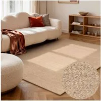 ELLE DECORATION Wollteppich Knots, rechteckig, Höhe: 13 mm, Handtuft, Wolle, Feines Bouclé, Wohnzimmer, Schlafzimmer, Natur