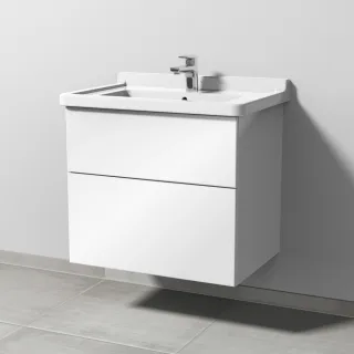 Sanipa 3way Waschtischunterbau zu Duravit Starck 3 Waschtisch mit 2 Auszügen, Weiß-Glanz SF71078