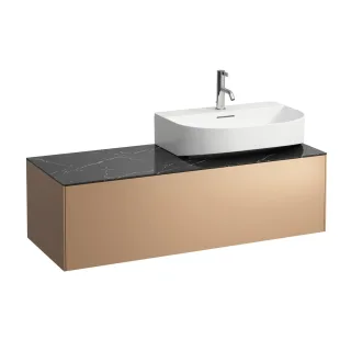 LAUFEN Waschtischunterschrank SONAR f.HWB H816341/2 1 Schubl 1175x455 Ausschn re Kupfer&Nero Marquin H4054530341411