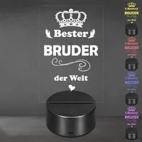 Lieblingsmensch LED Nachtlicht mit Gravur, Bester Bruder, Acryl-Lampe mit romantischem Spruch, LED fest integriert, Farbwechsel oder feste Farbe mit Fernbedienung & Touch, Dekolampe zur Hochzeit, Geburtstag, Verlobung & Jahrestag