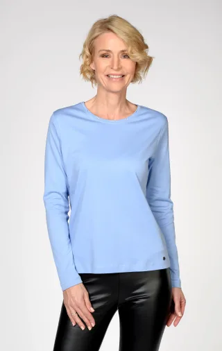 CLARINA - NOS Rdh.-Shirt,Steinchen, 1/1A 605 bleu - Gr. - 48