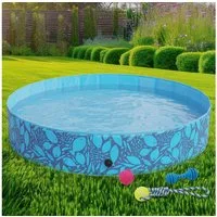 Zooprinz Hundepool inklusive drei Spielzeuge, stabil, faltbar, UV-Beständig, Schlauchanschluss, mit Reperaturkleber, für Hunde, Katzen, Kinder