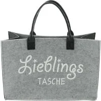 Dekoleidenschaft Shopper "Lieblingstasche" Filz grau, Einkaufstasche groß, Damen Tragetasche, recyceltes PET, Filztasche, Strandtasche
