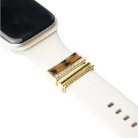 ARTVALL Smartwatch-Armband Apple Watch Charms Set 38/40/41mm & 42/44/45/49mm, Smartwatch Schmuck Leopard Muster Gold