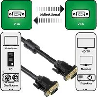 Hama 5m VGA-Kabel Monitor-Kabel HDD-Stecker vergoldet Video-Kabel, VGA, (500 cm), 15-pol Anschlusskabel VGA HDD-Stecker TV Beamer PC Notebook Monitor
