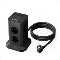 TESSAN 8 Fach Mehrfachsteckdose 4 USB Steckdosenleiste Kabel 2m Mehrfachsteckdose (Ein- / Ausschalter, USB-Anschlüsse, Schutzkontaktkupplung, Überspannungsschutz, Kabellänge 2 m)