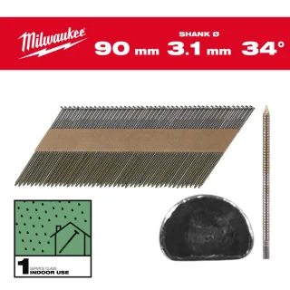 Milwaukee D-Kopf-Nägel 34° Ringschaft SC1 2.200 Stück, blank - 4932492604