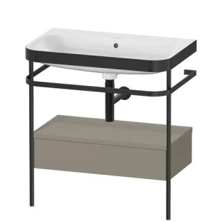 Duravit Happy D.2 Plus c-bonded Set mit Metallkonsole und Schubkasten Stein Grau Seidenmatt 775x490x HP4742N9292