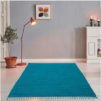 THEKO Teppich Happy Cotton Fleckerl, handgewebt, rechteckig, Höhe: 5 mm, Flachgewebe, reine Baumwolle, meliert, mit Fransen, auch als Läufer