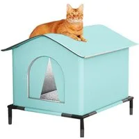 Ledander Tierhaus Katzenhaus Für Draußen Winterfest Wetterfester Haustierhaus Tierbett, Hundehaus,einfach aufzubauen, mit erhöhtem Boden für Schutz