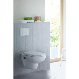 Duravit D-Code WC-Set 45700900A1 wandhängend, mit WC-Sitz, Rimless, Durafix, Weiß Hochglanz