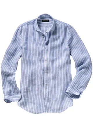 Mey & Edlich Herren Mittelmeerhemd Blau 100 % Leinen