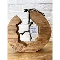 MF Skulptur Figur Skulptur Teamwork starke Freunde bronze Mango Holz H:30cm (1 St)