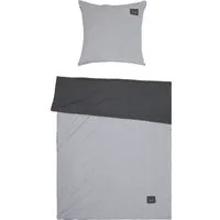 Sansibar Sylt Wendebettwäsche Bettwäsche "Jersey Melange" mit modernem Logopatch, 100% Baumwolle, 2 teilig, weich und anschmiegsam, pflegeleicht und bügelfrei