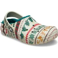 Crocs Classic Lined Isle Clog K Clog Weihnachtsschuh, Hausschuh mit buntem Festive Print
