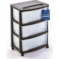 M home Rollcontainer Schubladenrollwagen PLS6220 Rollcontainer Schubladenschrank Kunststoff, (Spar-Set, 1 St., Rollwagen mit 3 Schubladen und 4 Lenkrollen), mit 3 Schubkästen / 4 Rollen / Griffe