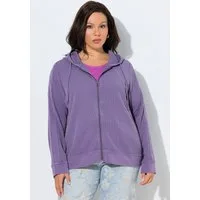 Ulla Popken Sweatjacke Sweatjacke Waffelpiqué Kapuze Langarm