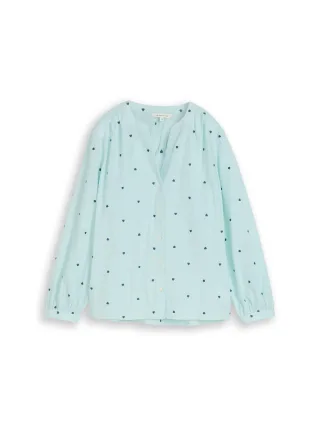 Tom Tailor - Bluse mit Herz-Stickerei blue haze heart design - Gr. - 46