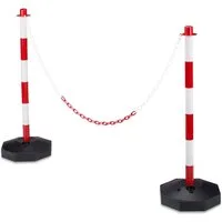 relaxdays Zaunpfosten Absperrpfosten Kunststoff mit Kette, 2er Pack