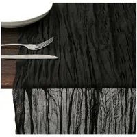 Minicloss Tischläufer Bali-Gaze mit Falten Tischdecke Bohemian Tabelle Flagge (1-tlg), 90 x 300 cm Romantische Tischdecke Dekoration