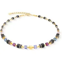 COEUR DE LION Collier Schmuck GeoCUBE® Precious Classic Blue Moon Würfelkette, Made in Germany - mit Onyx, Swarovski® Kristall, Strassstein, Hämatit