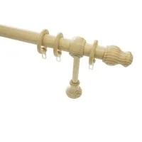 GARDINIA Gardinenstange Set Holz, Ø 28 mm, 1-läufig, Fixmaß, mit Bohren, verschraubt, Holzwerkstoff, 1-Lauf