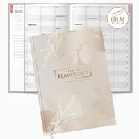 TOBJA Buchkalender Praxisplaner 2027 A4 Bloom Premium Hardcover Kosmetik 15 Min Takt FSC, Premium Hardcover Layflat, A4, 15-Min-Takt, FSC, 23 Mitarbeiter-Plan
