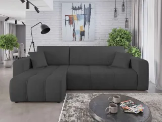 Ecksofa mit Schlaffunktion Sofa DAGNY in Stoff Cosmic Anthrazit Ottomane Links