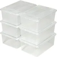 tectake Stapelbox 12er-Set Schuhbox mit Deckel, 33 x 23 x 12 cm (Aufbewahrungskisten, in transparent), mit Deckel, transparent, stapelbar, mit Lüftungsöffnungen