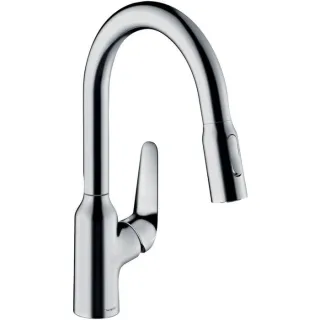 hansgrohe Focus M42 180 2jet Küchenarmatur 71801000 mit Ausziehbrause, Schwenkbereich 360°, chrom
