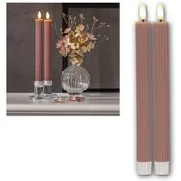 STAR TRADING LED-Kerze LED Stabkerzen STRIPE 2er Set pk 3D Flamme & Timer, warmweiß