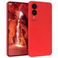 EAZY CASE Handyhülle für Samsung Galaxy S25 Edge Hülle Silikon 6,7 Zoll, Silikon Schutzhülle mit Kameraschutz stoßfest Handycover elastisch Rot