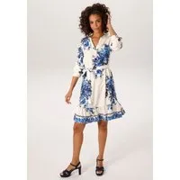 Aniston CASUAL Blusenkleid (mit abnehmbarem Bindegürtel) mit großflächigen Blumendruck