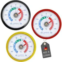 Lantelme Kühlschrankthermometer 3 Stück Selbstklebend Gefrierschrank Kühltheke Kühlschrank Thermometer, 3-tlg., 3 Stück im Set, Farbauswahl, Klebepads anbei, Deutsche Herstellung, Temperaturanzeige + - 50°C Analog