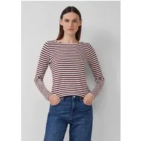 s.Oliver Langarmshirt T-Shirt Gestreiftes Langarmshirt aus Flammgarn mit U-Boot-Ausschnitt