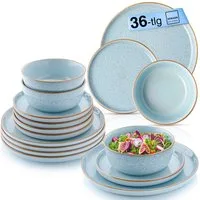 SÄNGER Tafelservice Rio Geschirrset (36-tlg), 12 Personen, Steingut, Handmade, Blau, Erweiterbar, VALUE COLLECTION