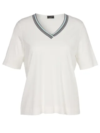 VIA APPIA DUE - T-Shirt V-Ausschnitt 1/2 Arm ecru multicolor - Gr. - 48