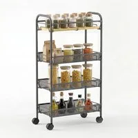 Sekey Beistellwagen Küchenwagen schmal Nischenregal mit Rollen 20cm breit Rollwagen schmal, Regalwagen mit Rollen, 43,8x19x83cm Aufbewahrungswagen