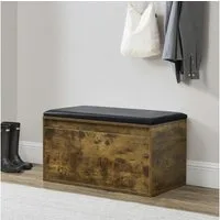 en.casa Schuhbank, Schuhbank »Degerfors« mit Schublade 80 x 39 x 45 cm Eiche/Schwarz