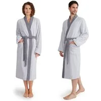 Möve Unisex-Bademantel Superwuschel Kimono mit Blende, Langform, Walkfrottier, Kimono-Kragen, Gürtel, ideal für Sauna & Spa, Hotelbademantel