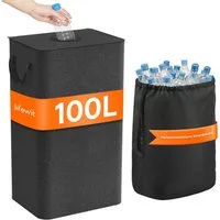 Lifewit Mülleimer Pfandflaschensammler mit Deckel Einwurfloch für Leergut Altglas Küche., 100l, Faltbar