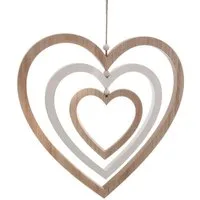 Spetebo Hängedekoration Deko Mobile aus Holz - Motiv: Herz / 36 cm (Stück, 1 St., Herzmobile), Dekofigur Herzen zum aufhängen
