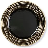 MAGIC by Inge Dekoteller, Dekoteller Kunststoff mit Nieten am Rand 33cm schwarz / Gold