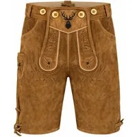 PAULGOS Trachtenhose Kinder Lederhose Kurz mit Trägern 100% Echtleder - KK2