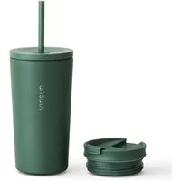 Vinsun Thermobecher Edelstahl Becher mit Strohhalm 480ml - Isolierbecher auslaufsicher, 4-tlg., Edelstahl, Doppelwandig isoliert, BPA frei, bruchfest, Kalt- und Heißgetränke