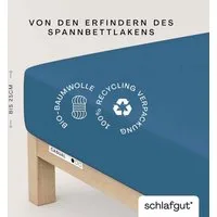 Schlafgut Spannbettlaken CASUAL Bettlaken 100% gekämmte Bio-Baumwolle, 150 g/m², Spannbetttuch, Jersey, Gummizug: rundum, (1 Stück), Bettlaken bis 25 cm Höhe, langlebig, weich, Antipilling-Ausrüstung
